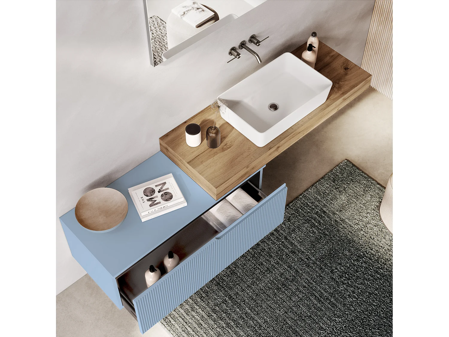 Composition 4 pieces VENERE chène miel/blue ciel tiffany