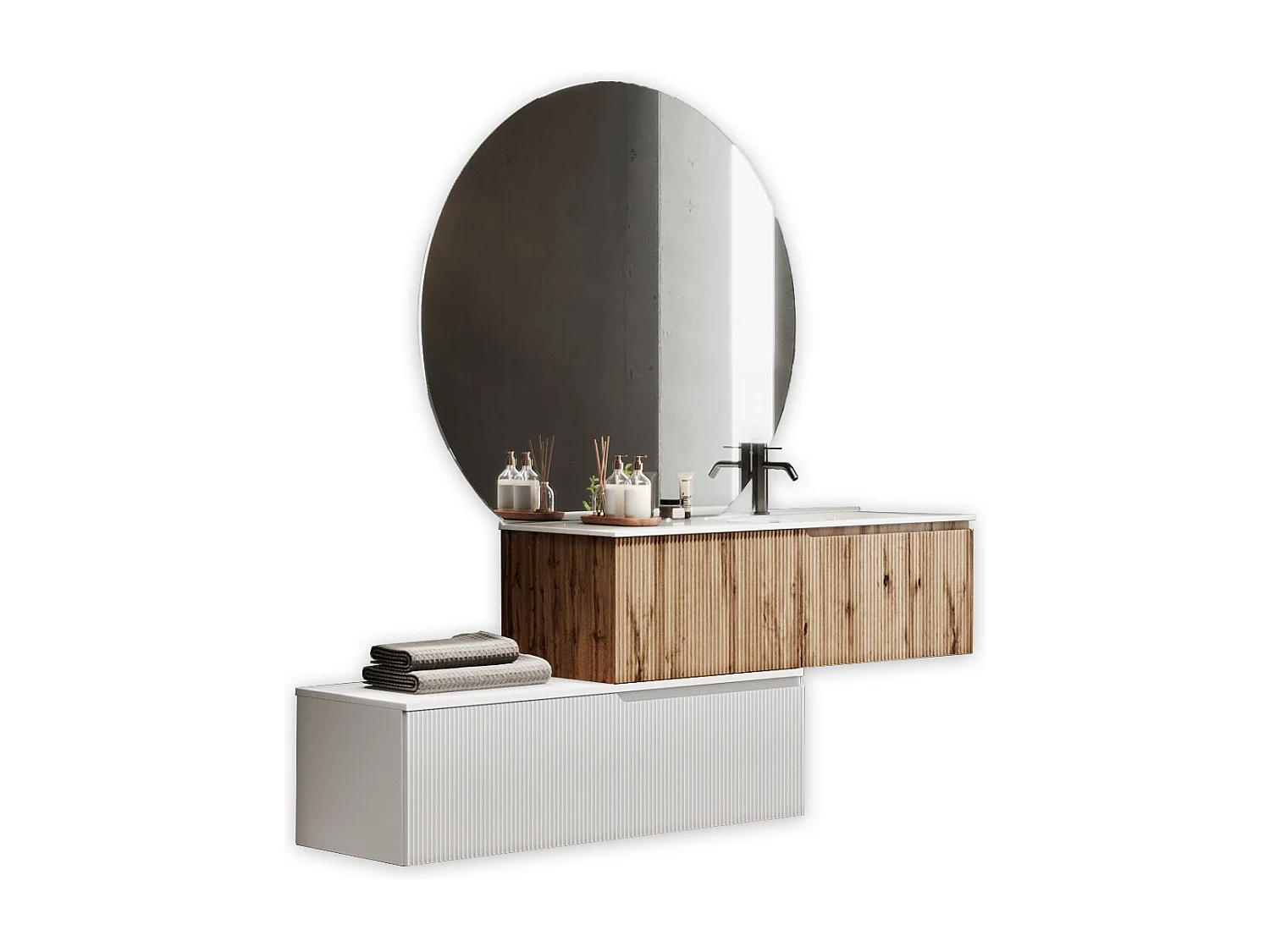 Composizione vasca DX 4 pezzi VENERE quercia/bianco opaco