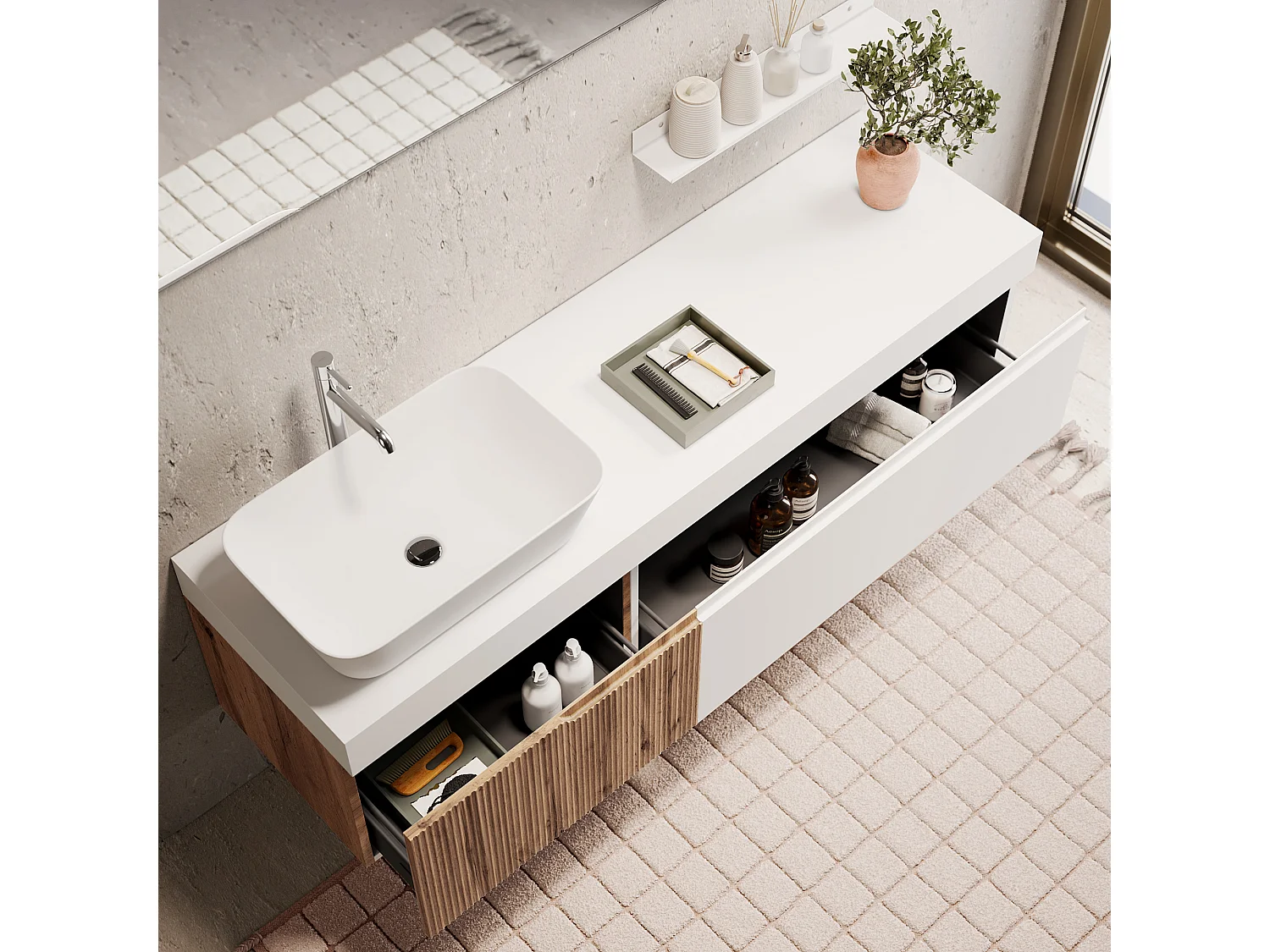 Composition 7 pieces VENERE chène/blanc mat