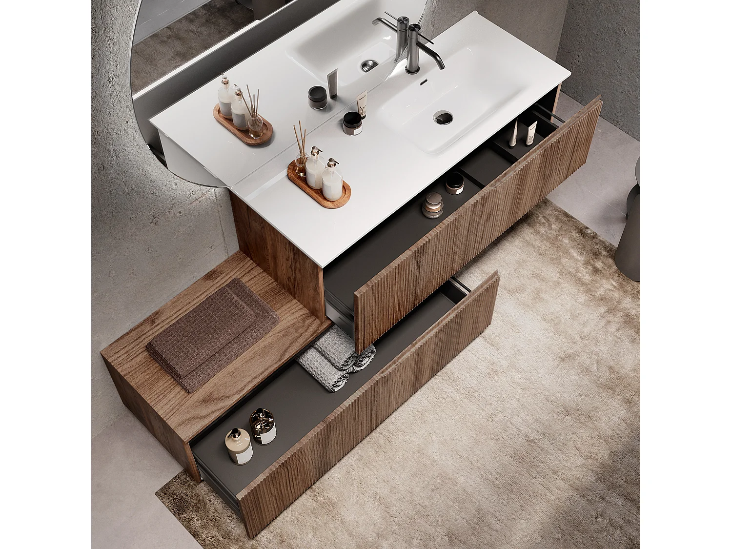 Composizione vasca DX 4 pezzi VENERE rovere rio