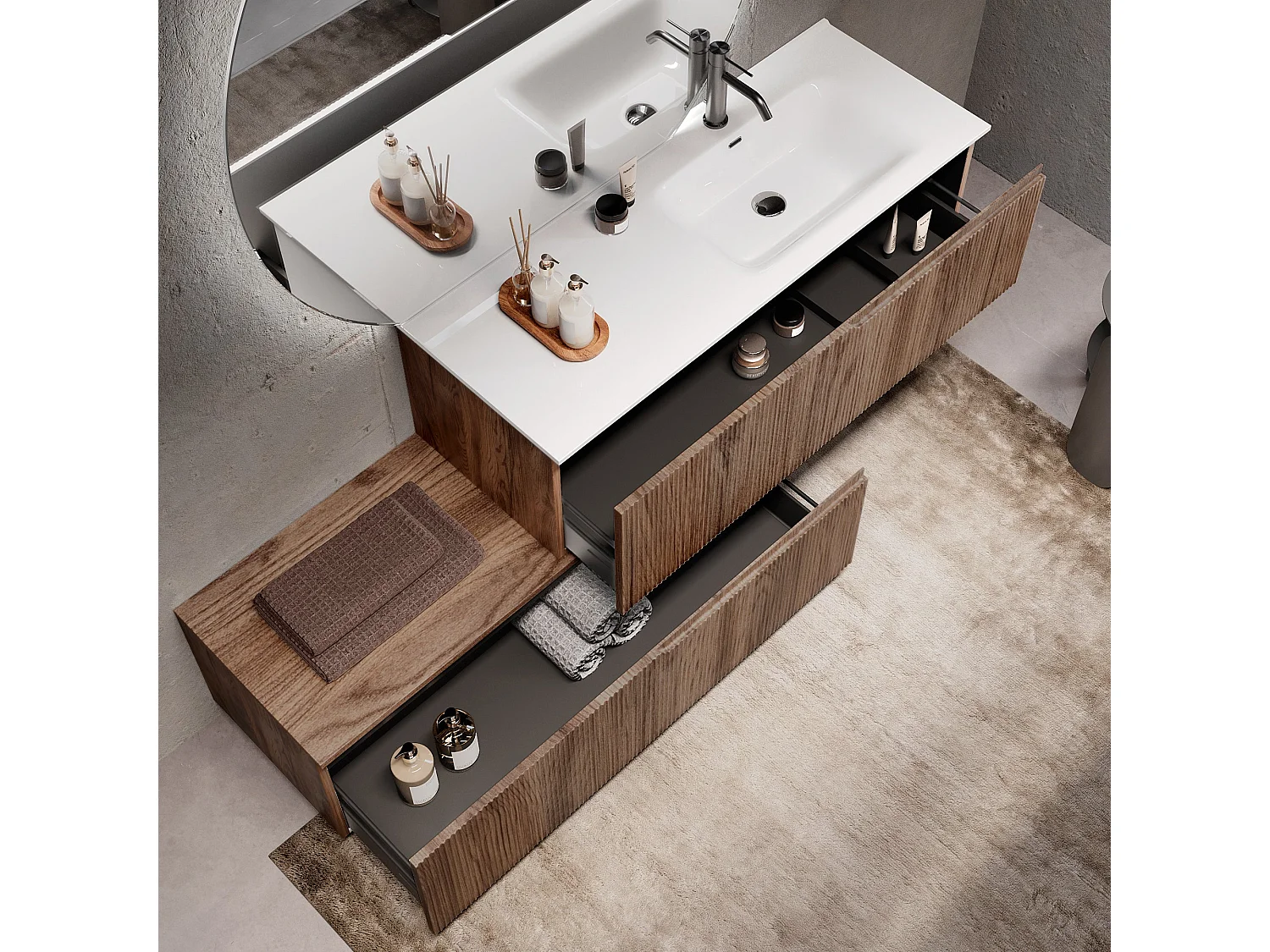 Composizione vasca DX 4 pezzi VENERE rovere rio