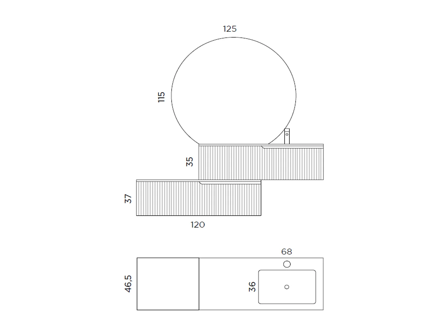 Composizione vasca DX 4 pezzi VENERE rovere rio