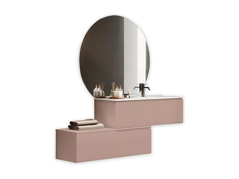 Badewannen-Komposition rechts 4-teilig VENERE puderrosa