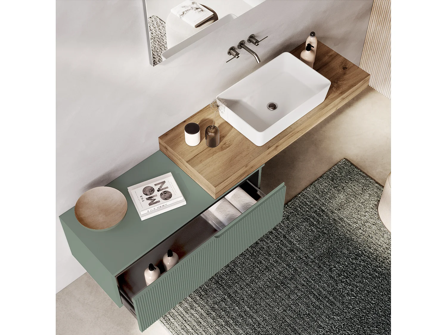 Composition 4 pieces VENERE chène/vert sauge