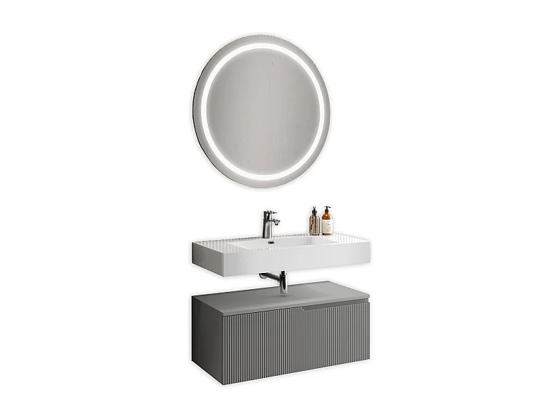 Composition 3 pieces VENERE blanc brillant/gris