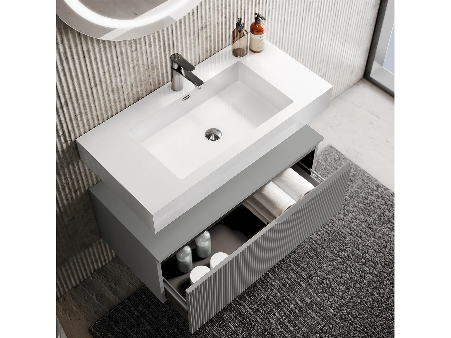 Composition 3 pieces VENERE blanc brillant/gris