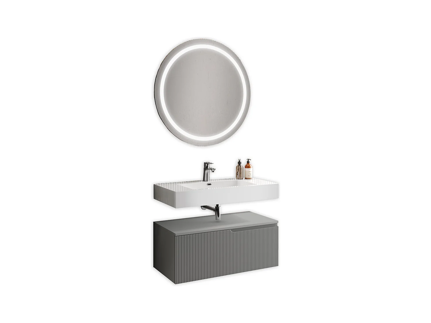 Composition 3 pieces VENERE blanc brillant/gris