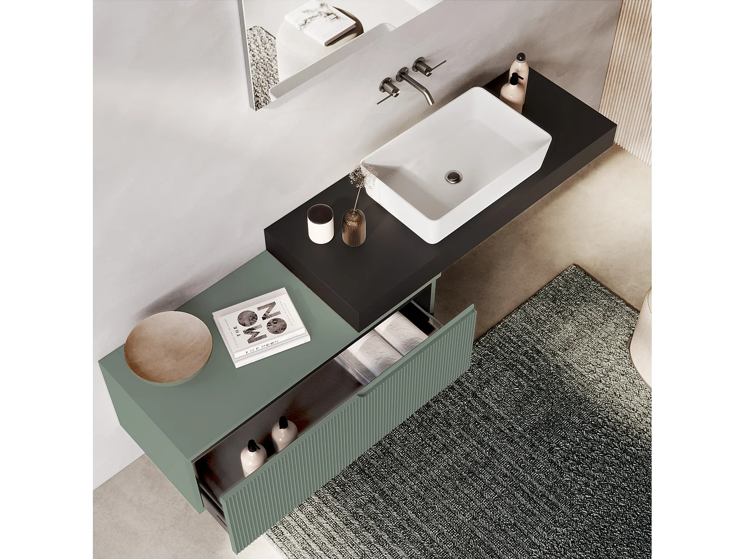 Komposition 4-teilig VENERE anthrazit/salbeigrün