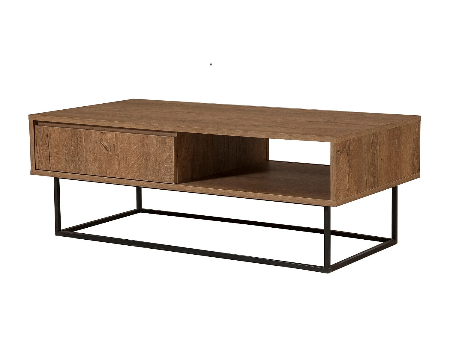 Moderner Couchtisch mit offenen Fach und Schublade aus Holz Dale