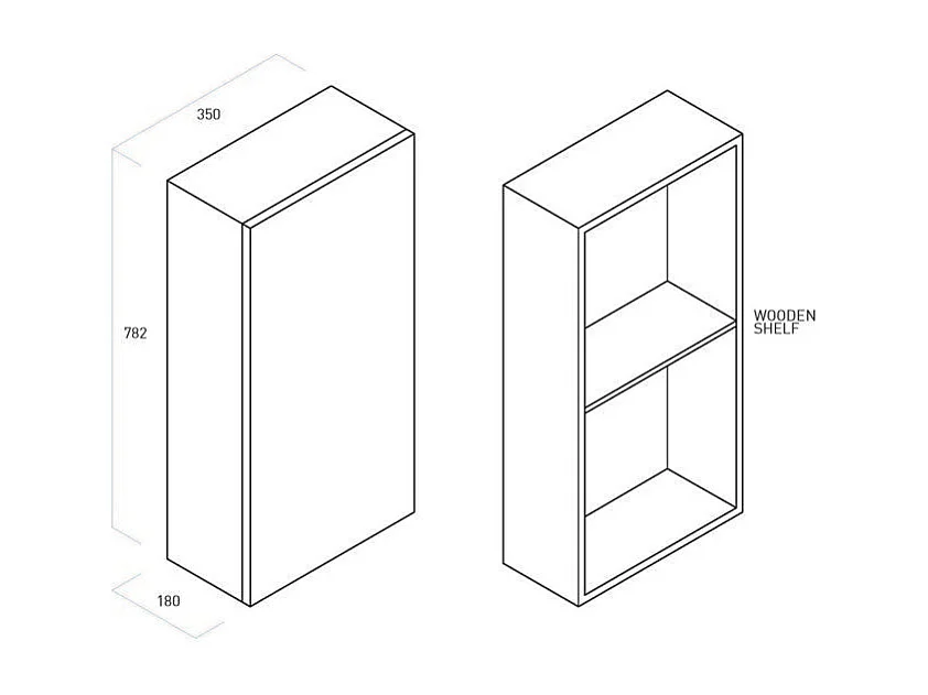 Wandhängender Badezimmerschrank mit Push-to-Open Tür, reversibel – Modell Venere - Pink