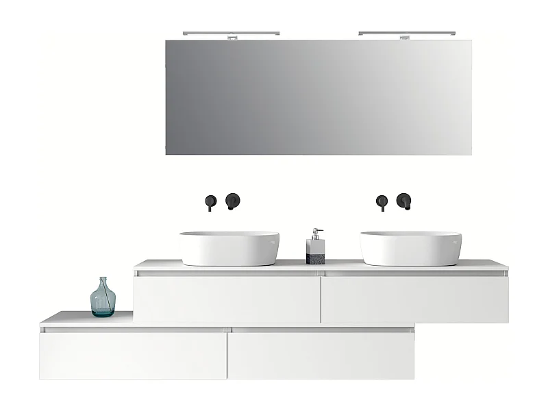 Composition double vasque 9 pieces ASTRA blanc mat