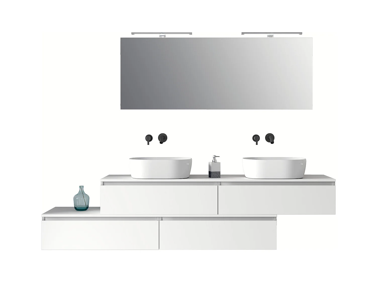 Composition double vasque 9 pieces ASTRA blanc mat
