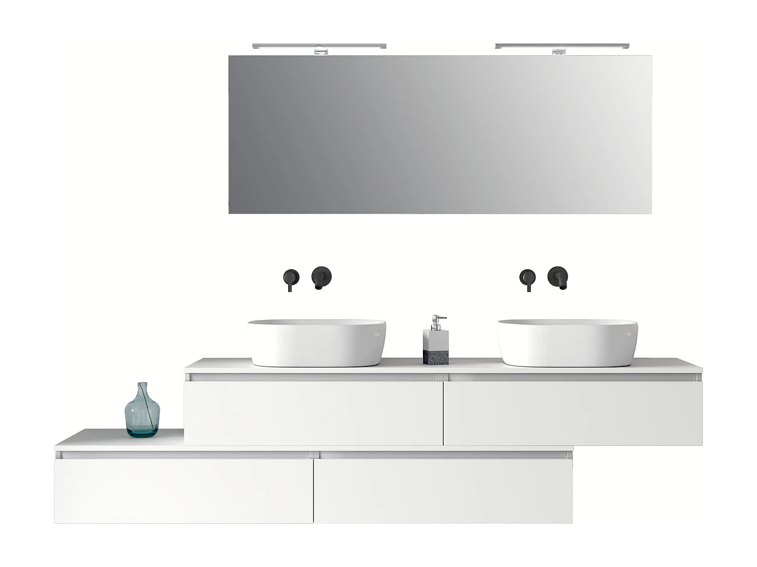 Composition double vasque 9 pieces ASTRA blanc mat