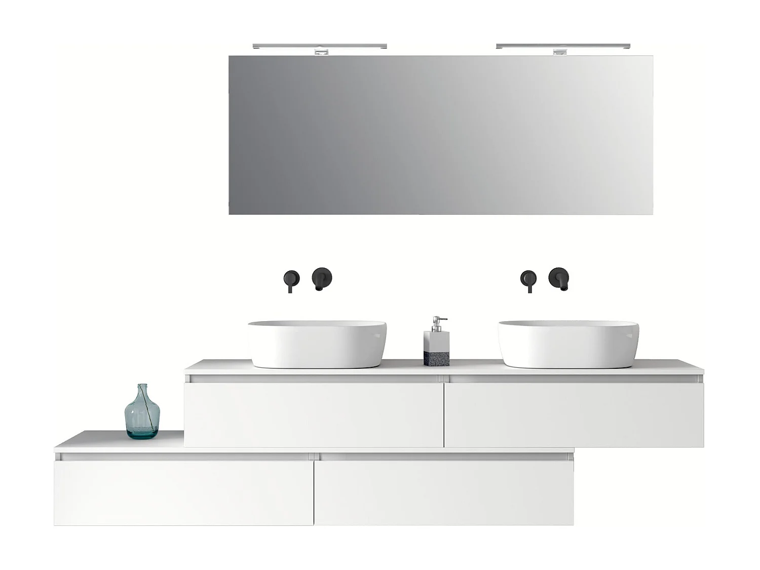 Composição de lavatório duplo 9 peças ASTRA branco fosco