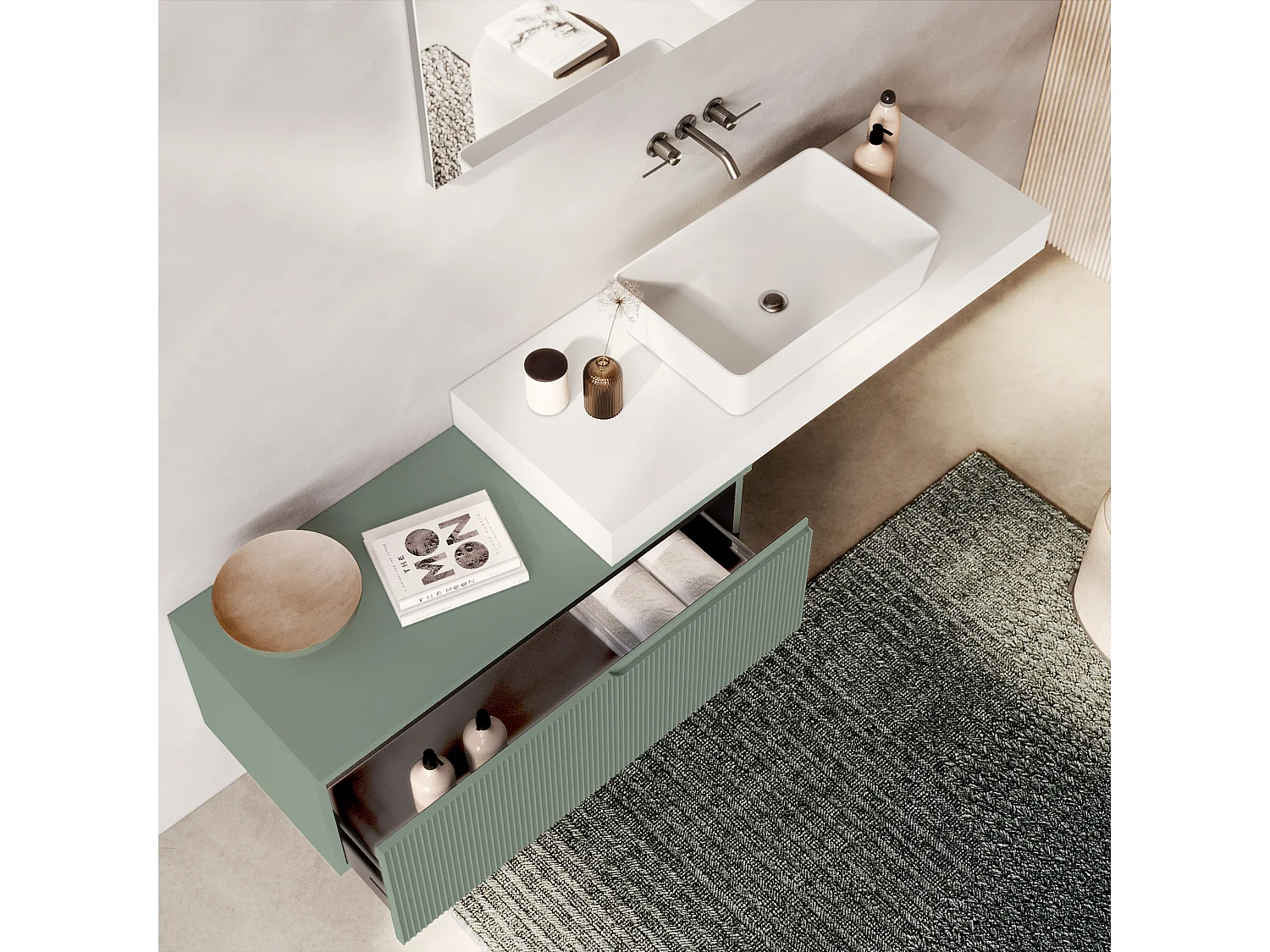 Composição 4 peças VENERE branco/verde salva