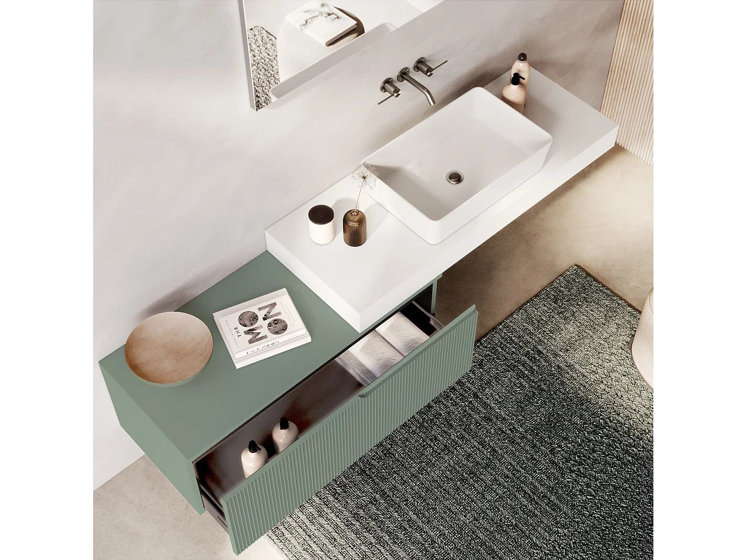 Composição 4 peças VENERE branco/verde salva