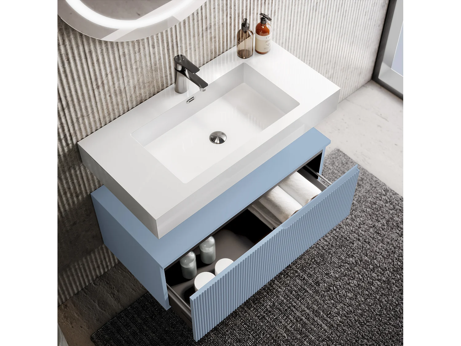 Composition 3 pieces VENERE blanc brillant/blue ciel tiffany