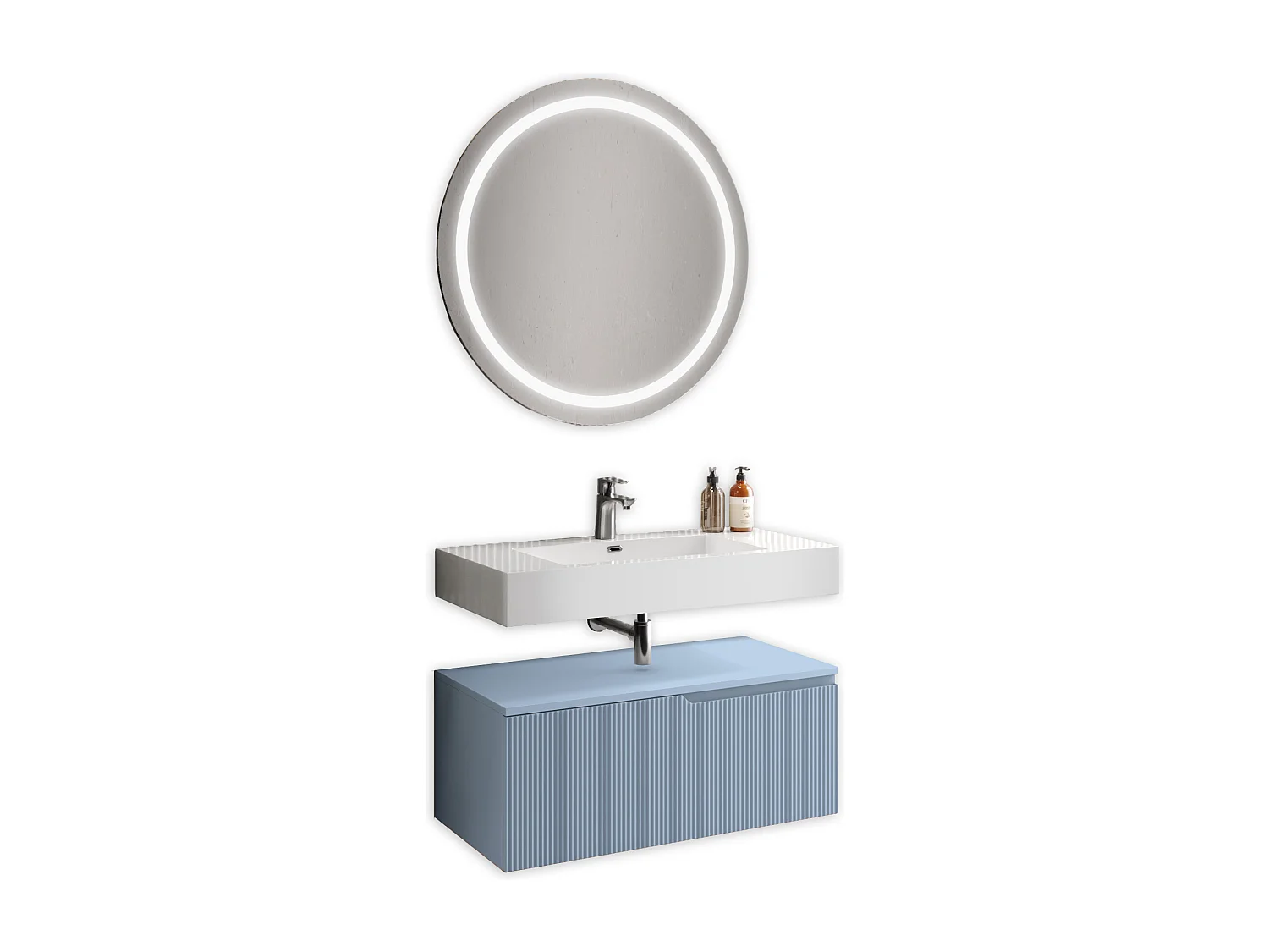 Composition 3 pieces VENERE blanc brillant/blue ciel tiffany