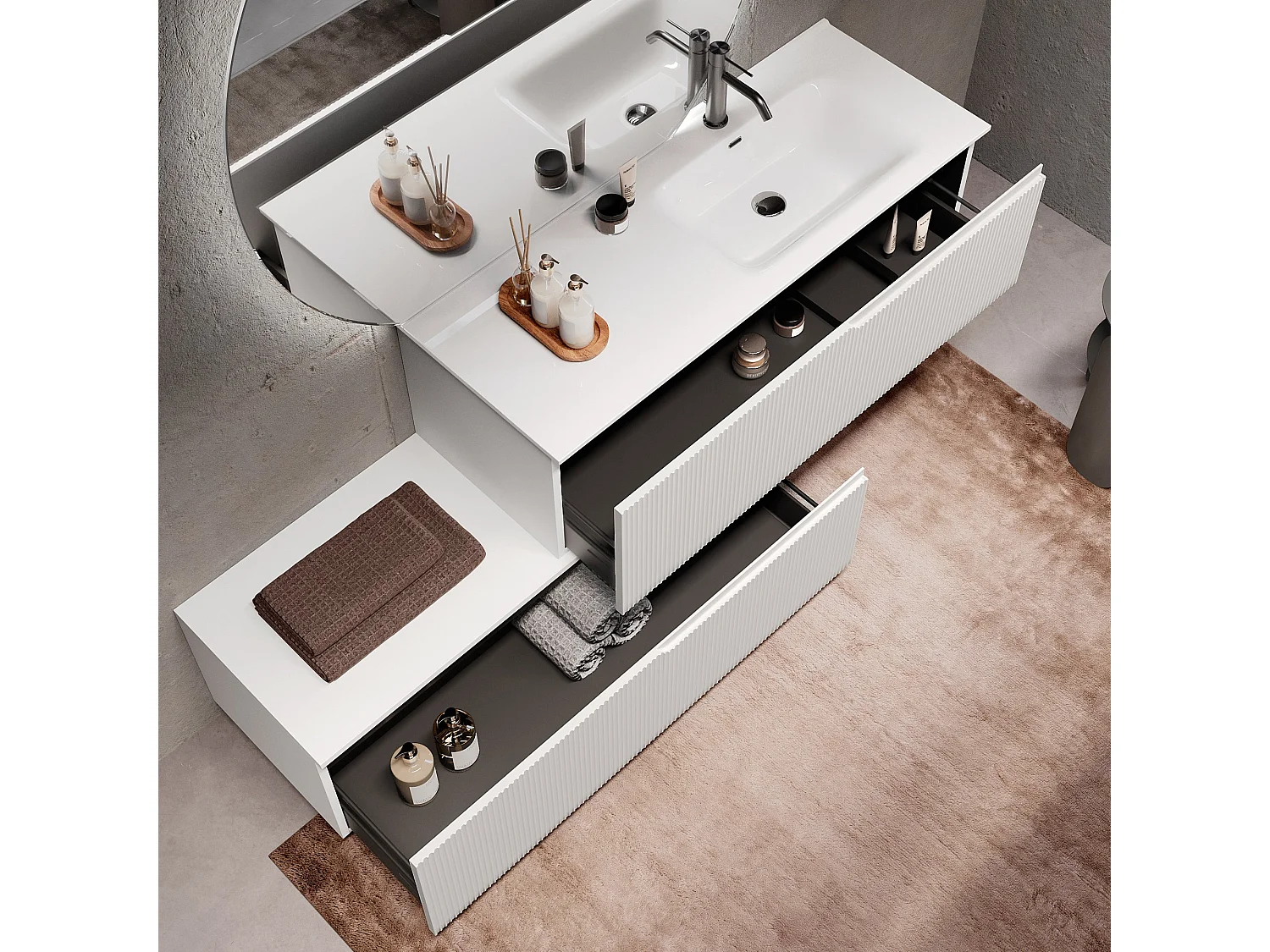 Composizione vasca DX 4 pezzi VENERE bianco opaco