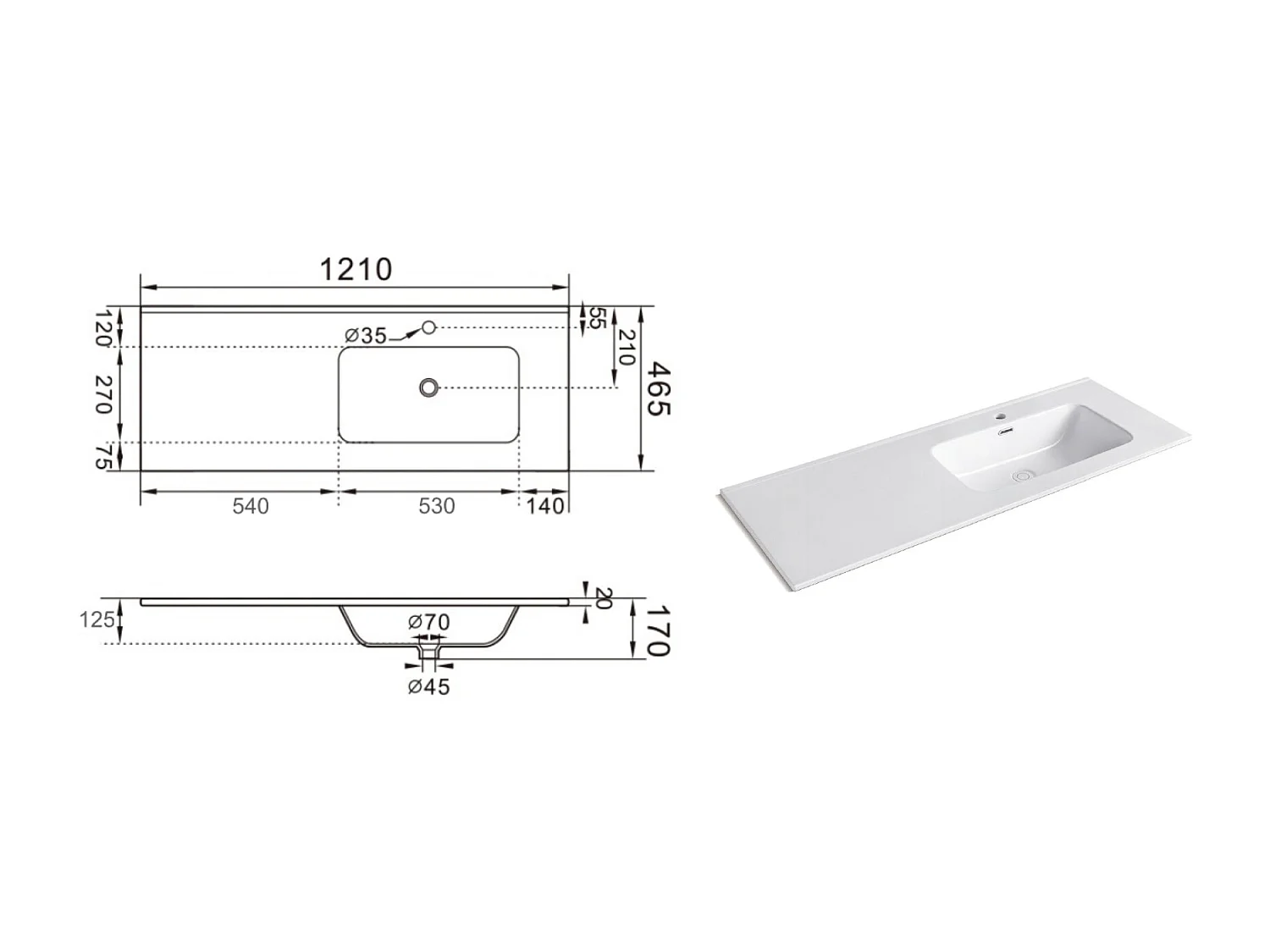 Composizione vasca DX 4 pezzi VENERE bianco opaco