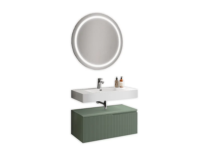 Composição 3 peças VENERE branco brilhante/verde salva