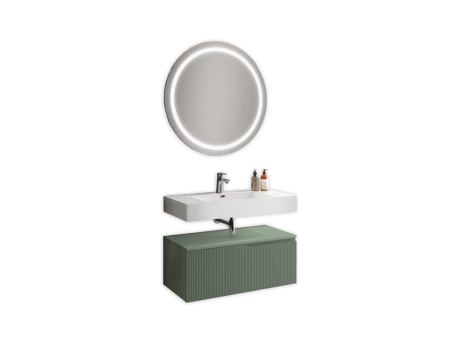 Composition 3 pieces VENERE blanc brillant/vert sage