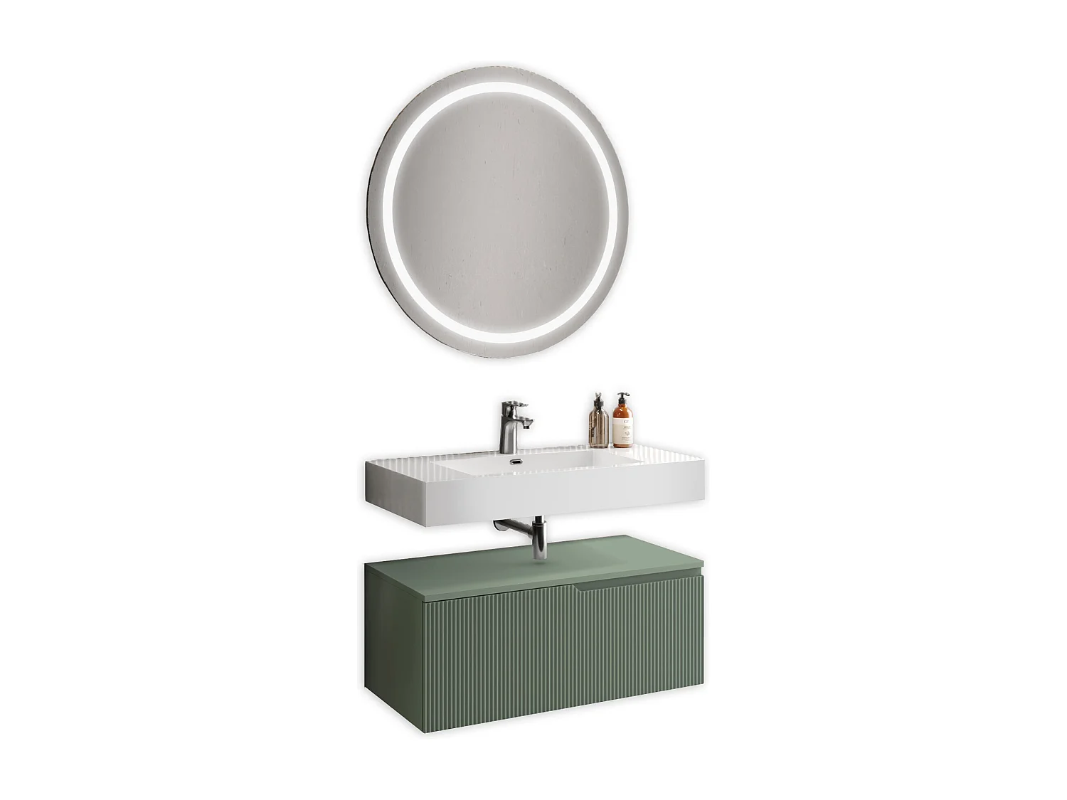 Komposition 3-teilig VENERE hochglanzweiß/salbeigrün