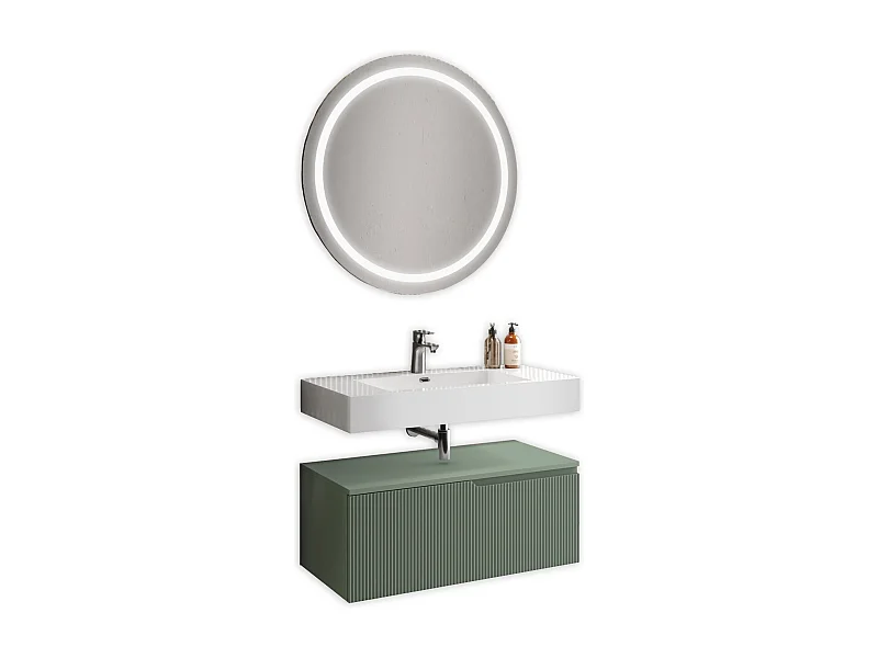 Composition 3 pieces VENERE blanc brillant/vert sage