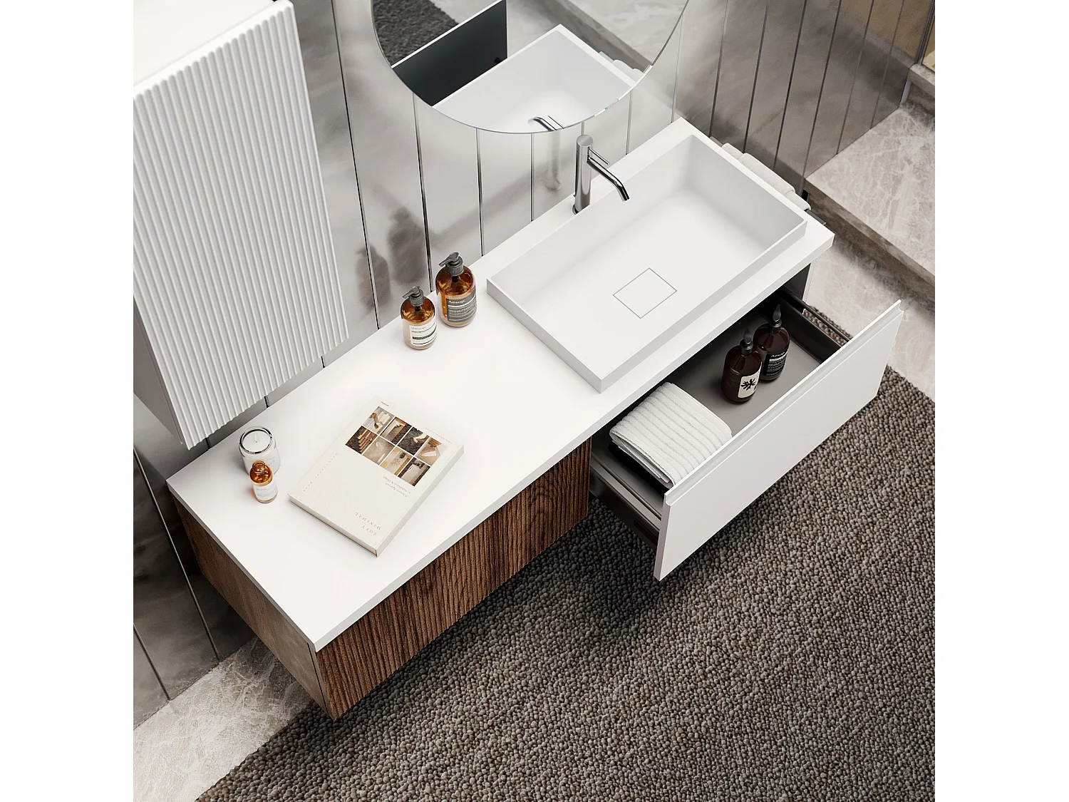 Composition 6 pieces VENERE chène rio/blanc mat