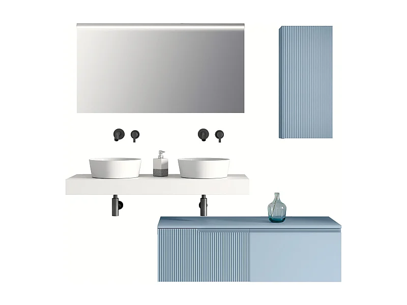 Komposition Doppelwaschbecken 7-teilig VENERE weiß / Tiffanyblau