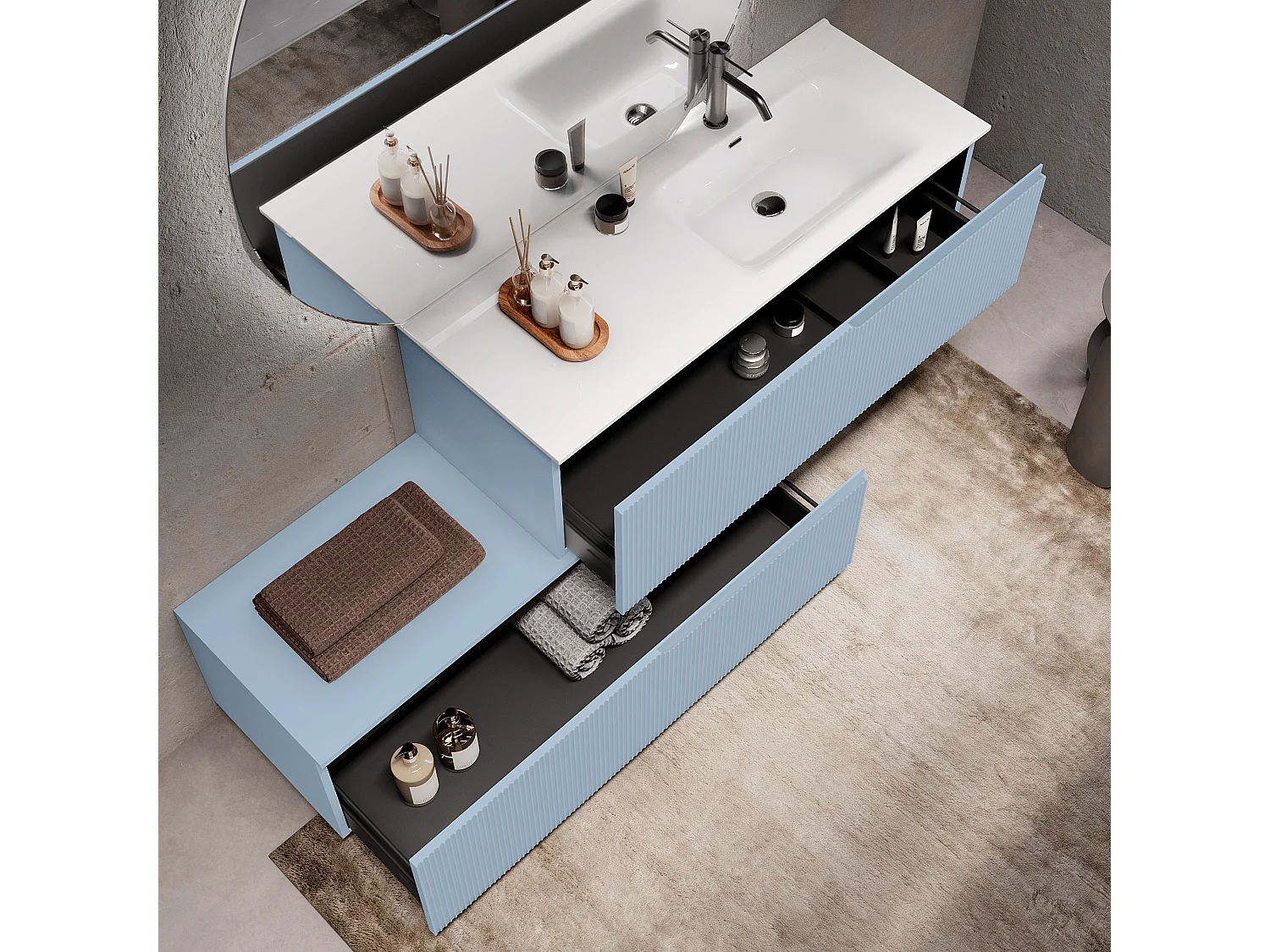 Composition vasque droite 4 pieces VENERE blue ciel tiffany