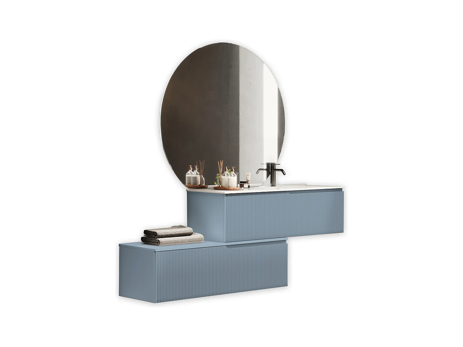 Badewannen-Komposition rechts 4-teilig VENERE Tiffanyblau