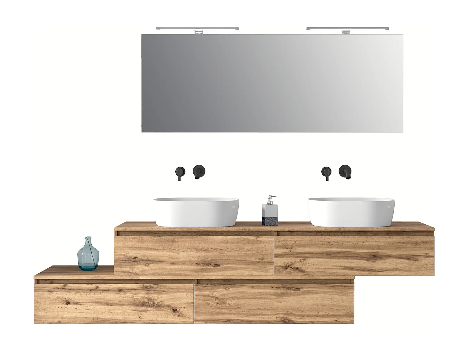 Composition double vasque 9 pieces ASTRA chene