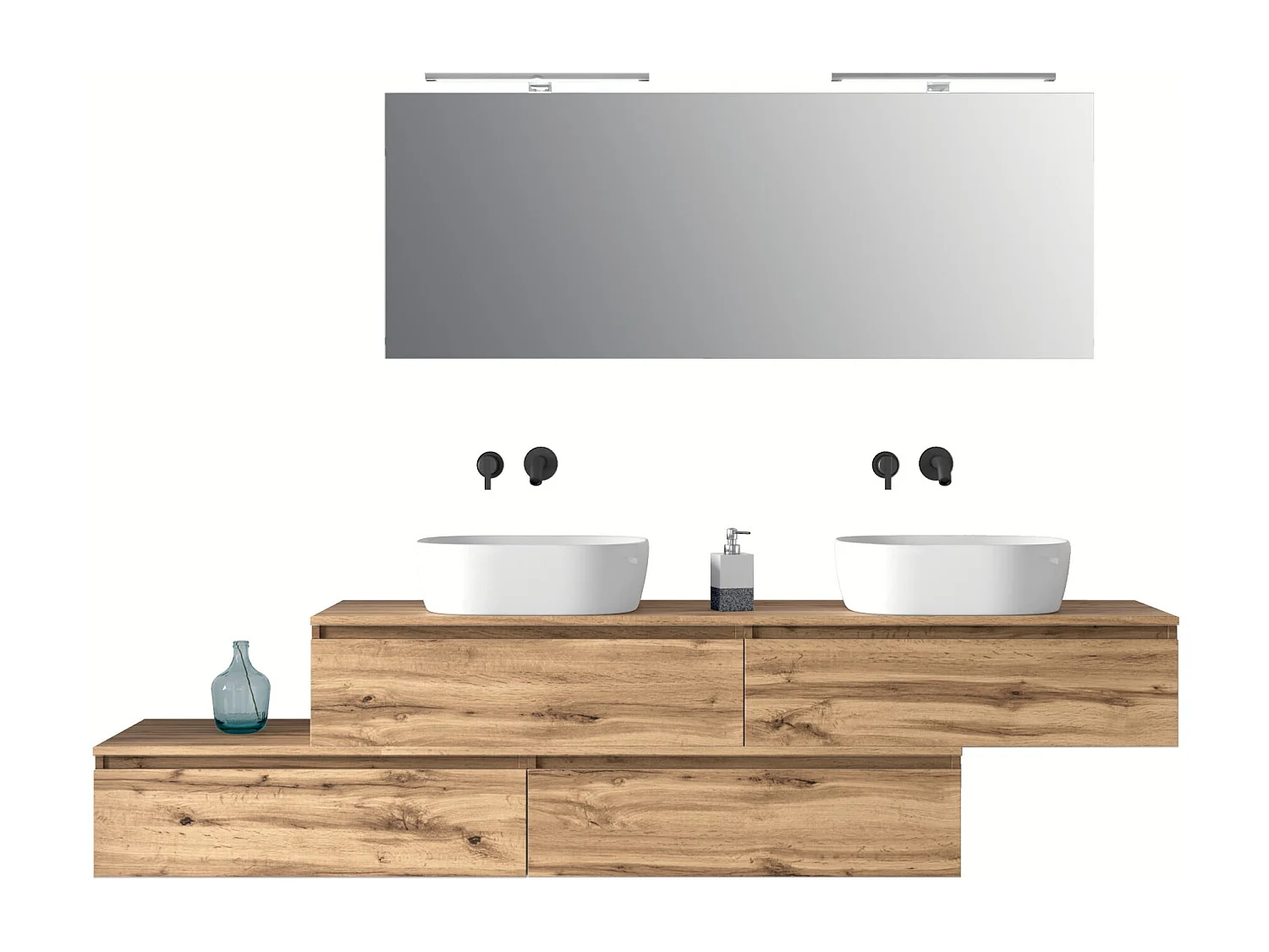 Composizione doppio lavabo 9 pezzi ASTRA quercia