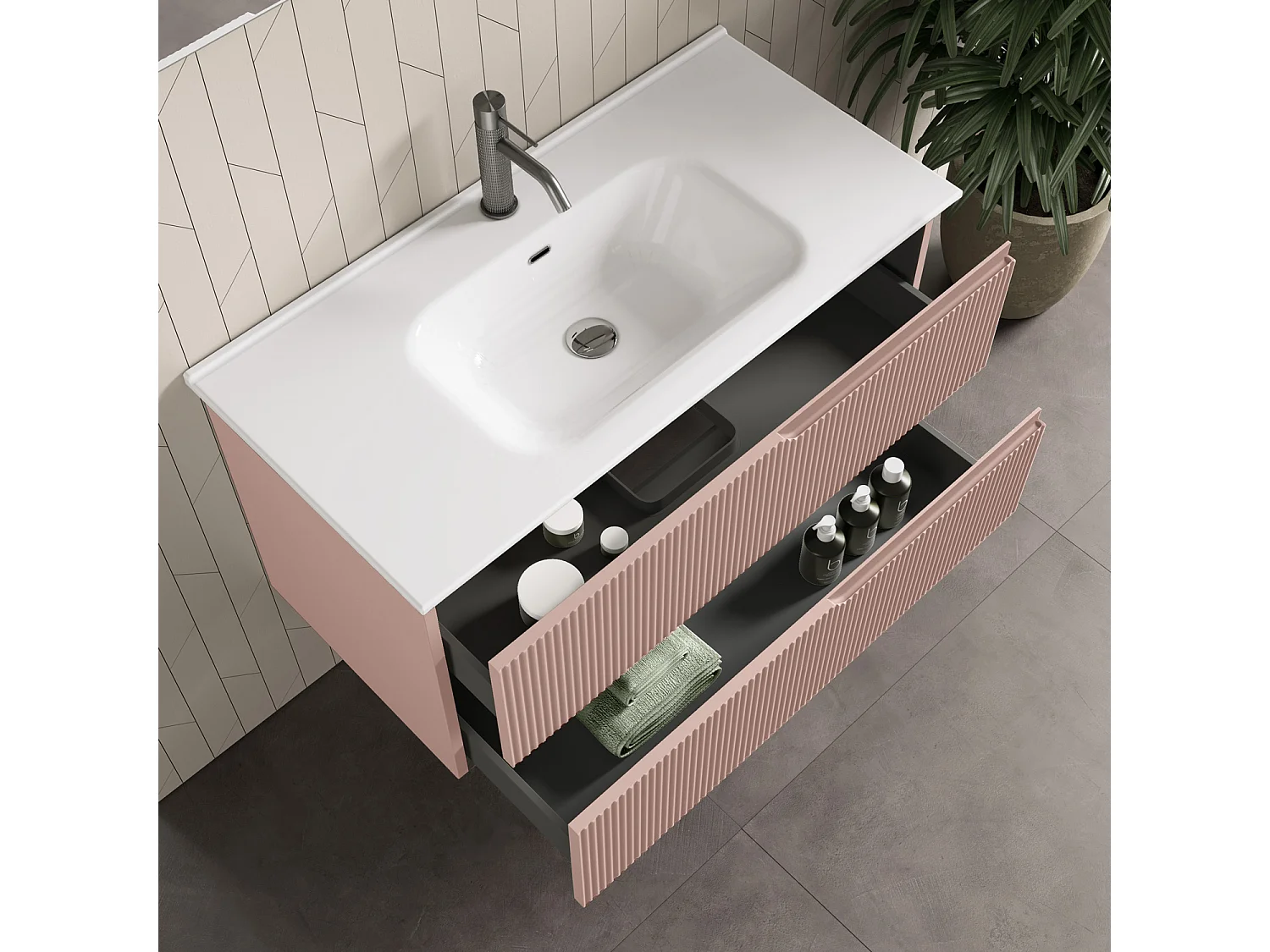 Ensemble salle de bain 4 pièces VENERE rose poudrè