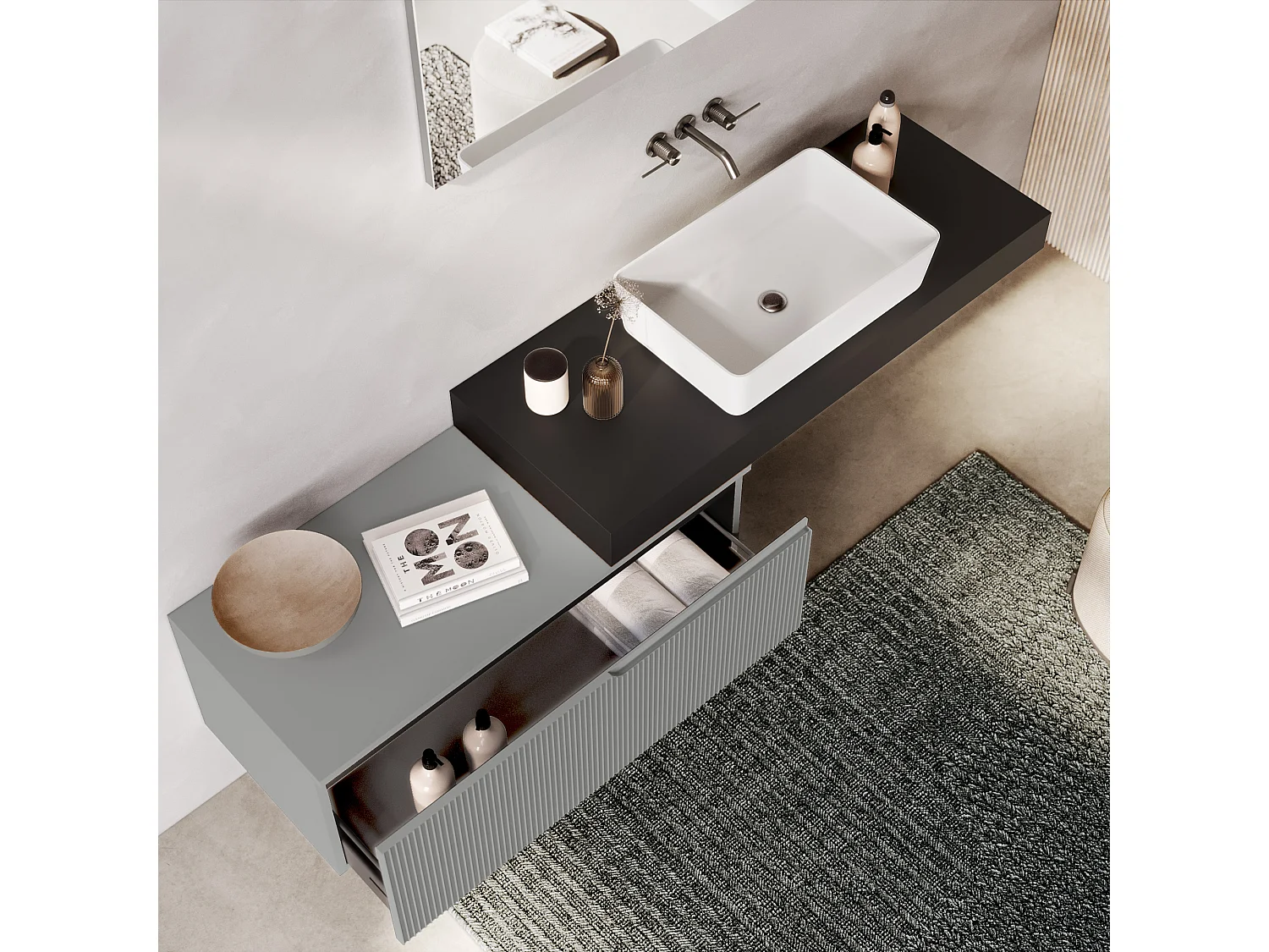 Composition 4 pieces VENERE anthracite/gris mat