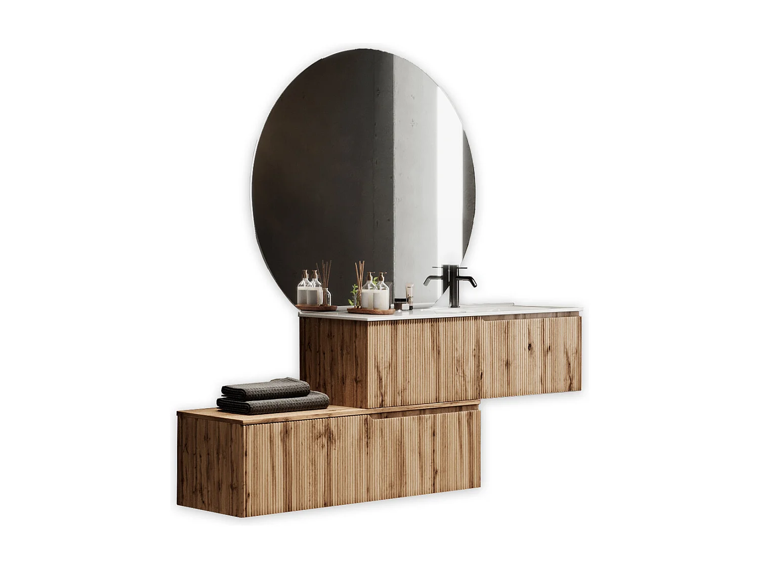 Composition vasque droite 4 pieces VENERE chène