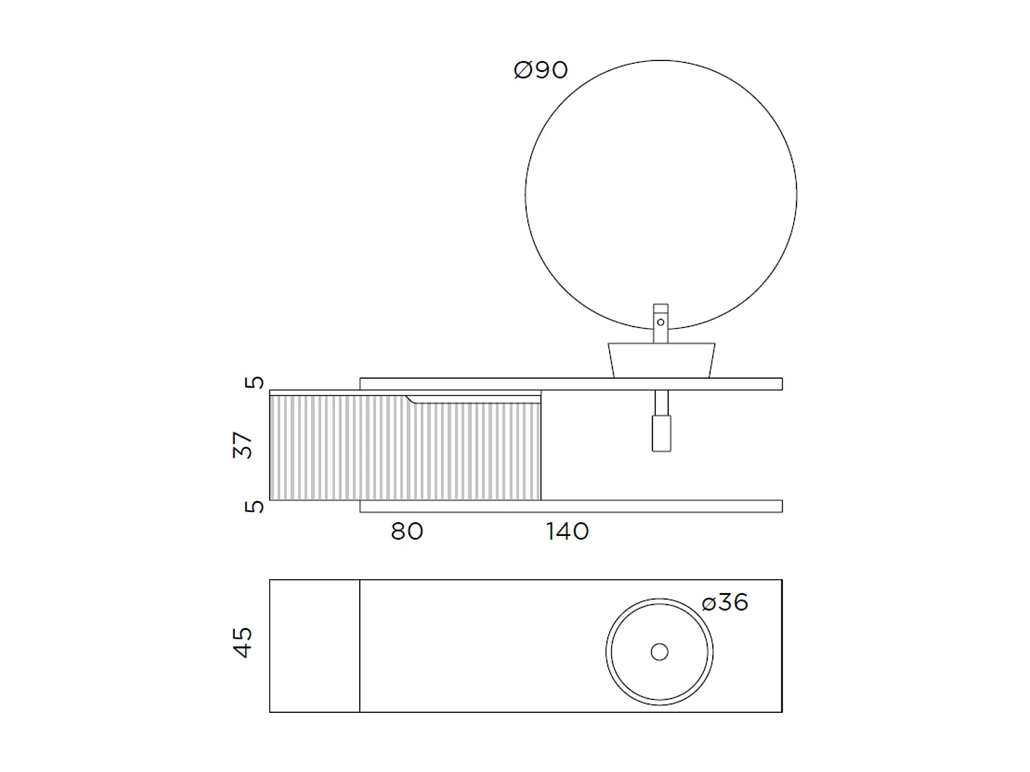 Komposition 5-teilig VENERE weiß/eiche