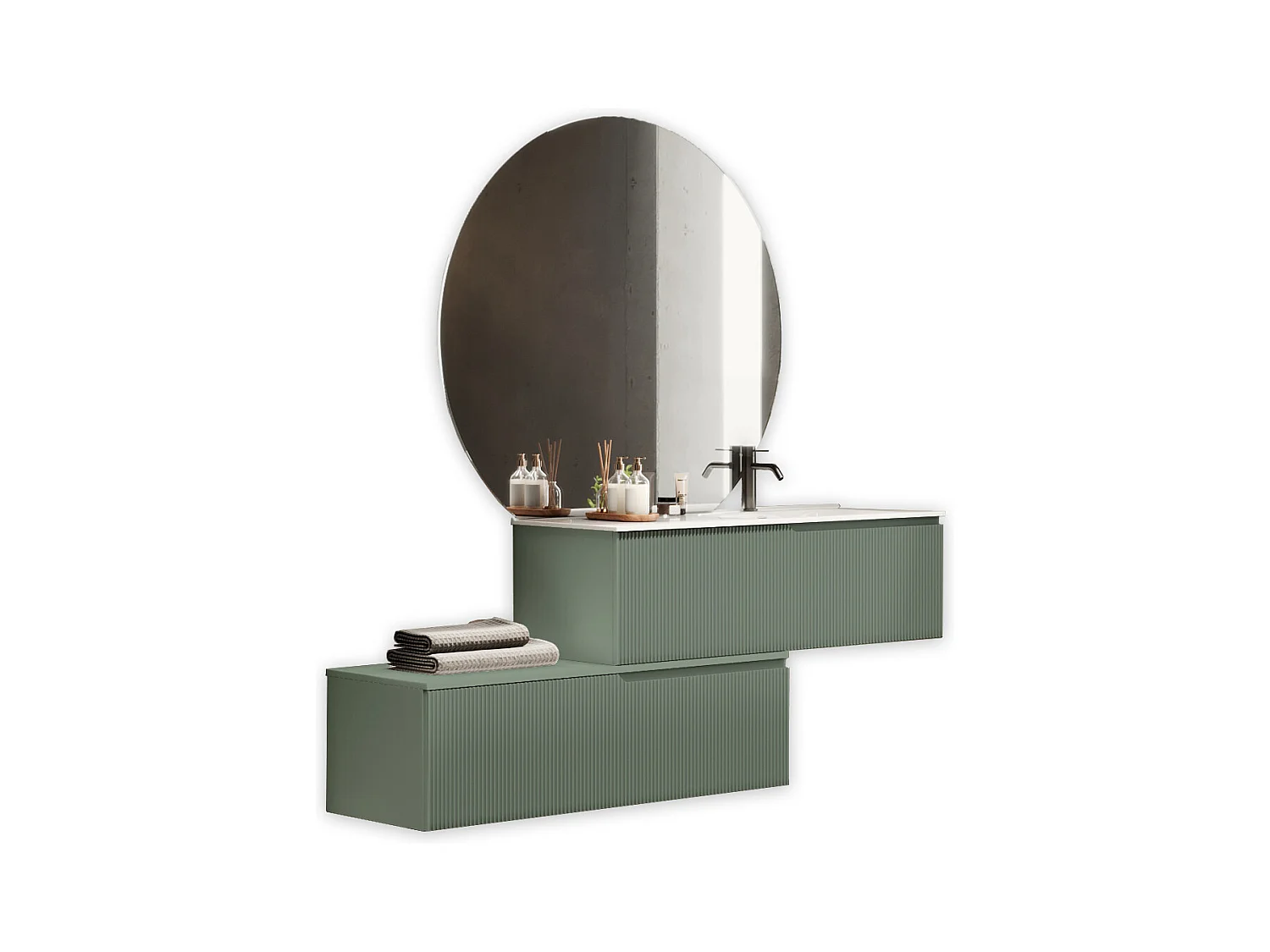 Composition vasque droite 4 pieces VENERE vert sauge