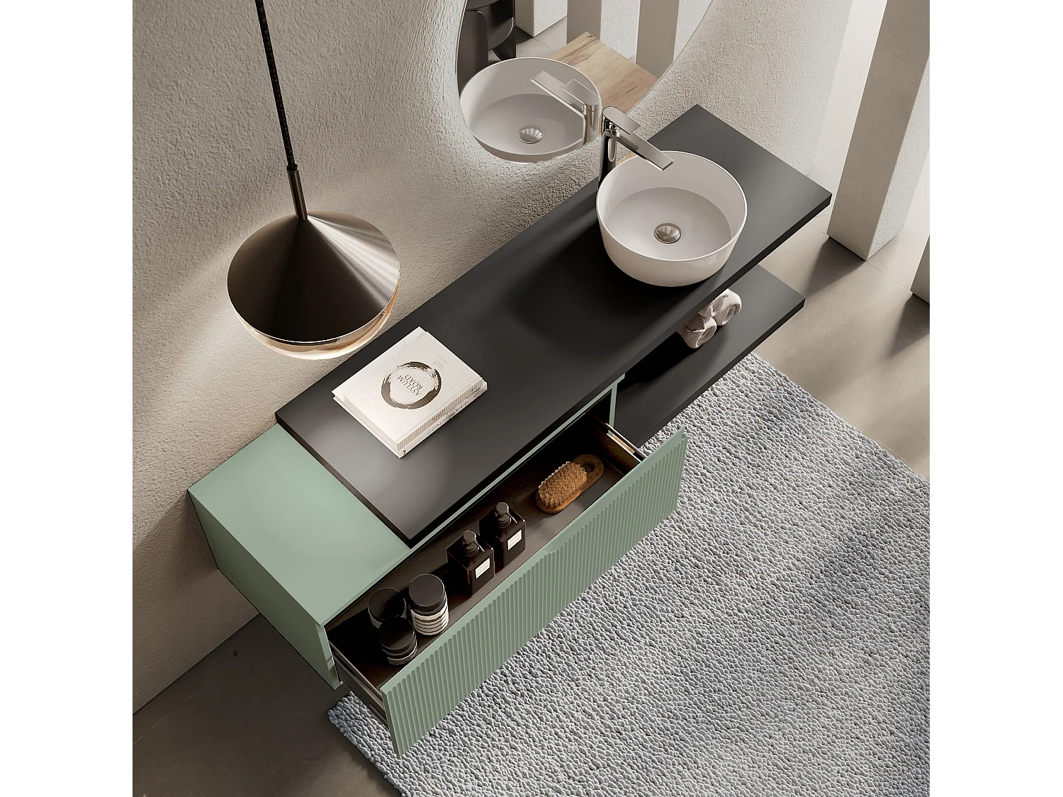 Composition 5 pieces VENERE anthracitè/vert sauge