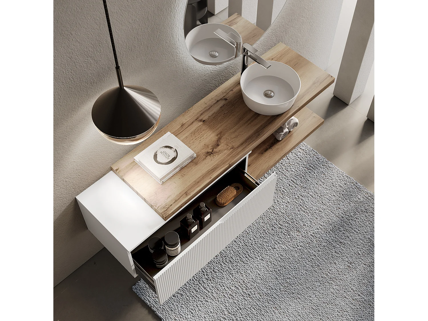 Composition 5 pieces VENERE chène/blanc mat