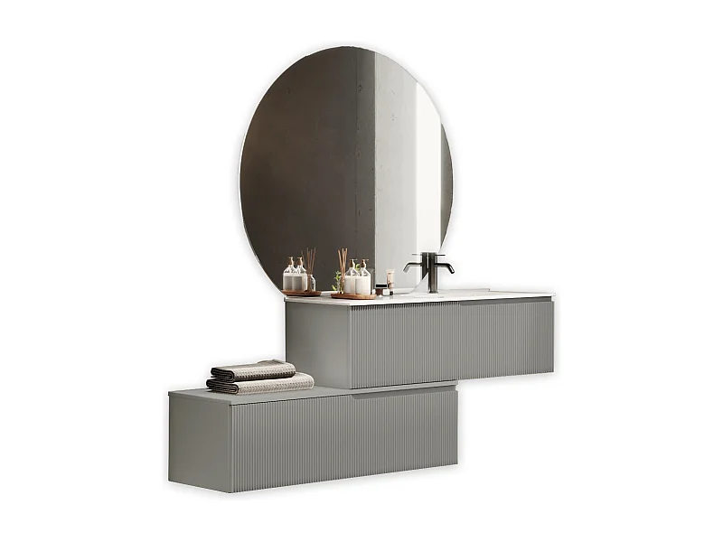 Composition vasque droite 4 pieces VENERE gris mat