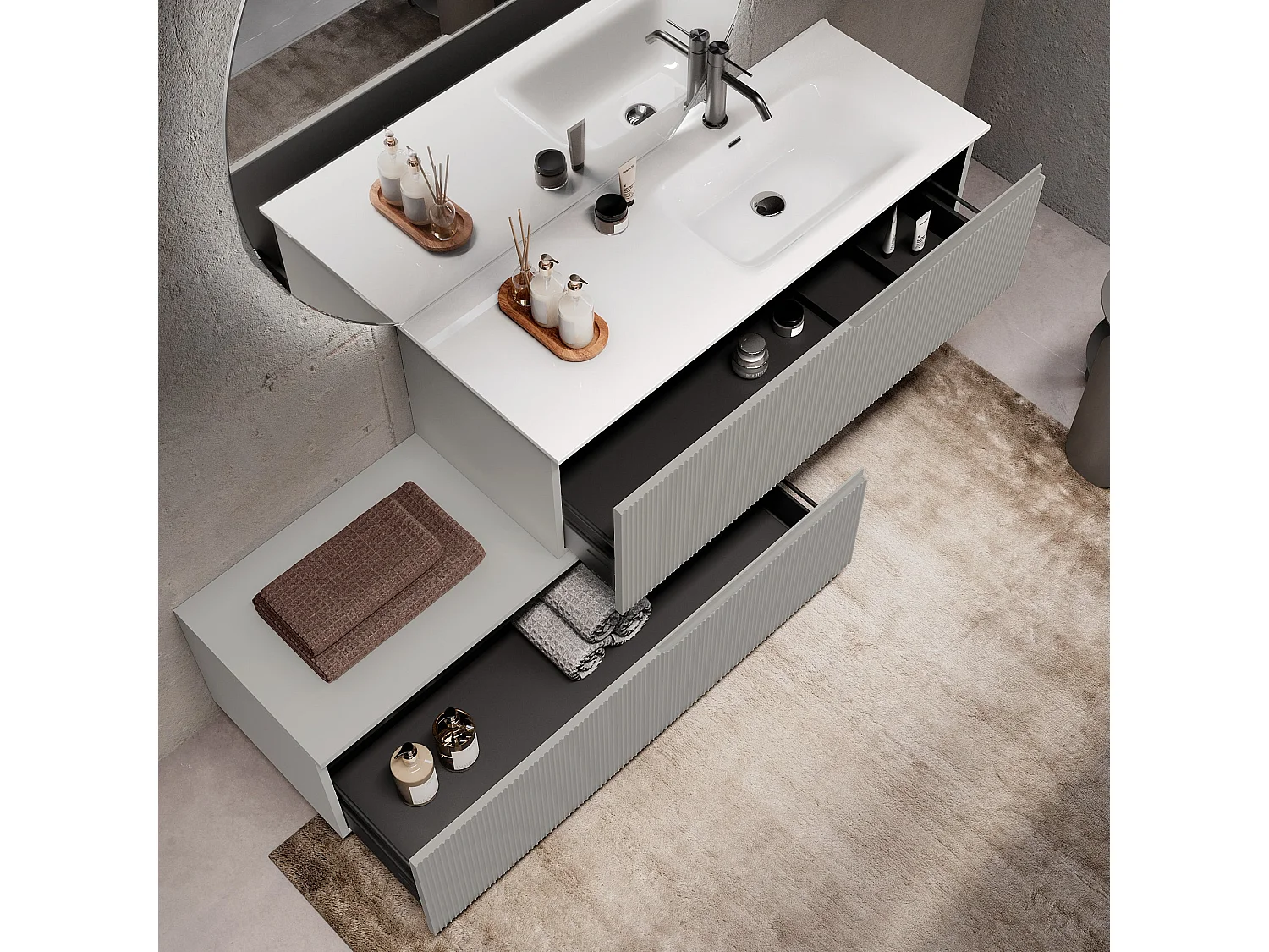 Composizione vasca DX 4 pezzi VENERE grigio opaco