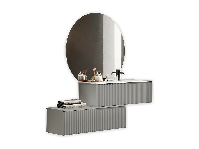 Badewannen-Komposition rechts 4-teilig VENERE mattgrau