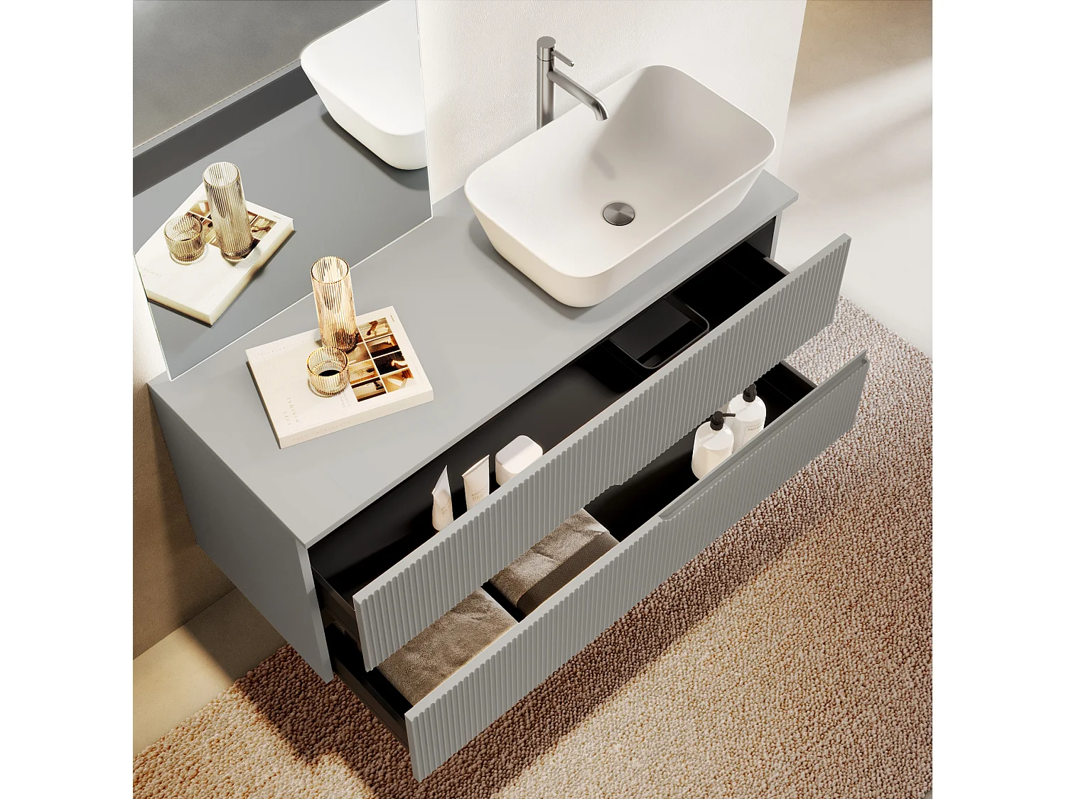 Composição 4 peças VENERE cinzento mate