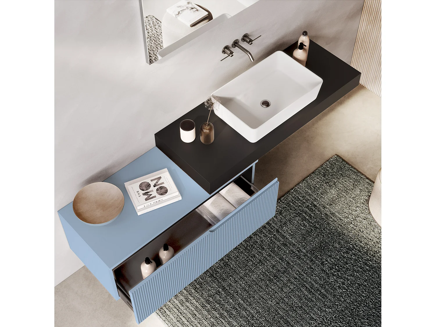 Komposition 4-teilig VENERE anthrazit/Tiffanyblau