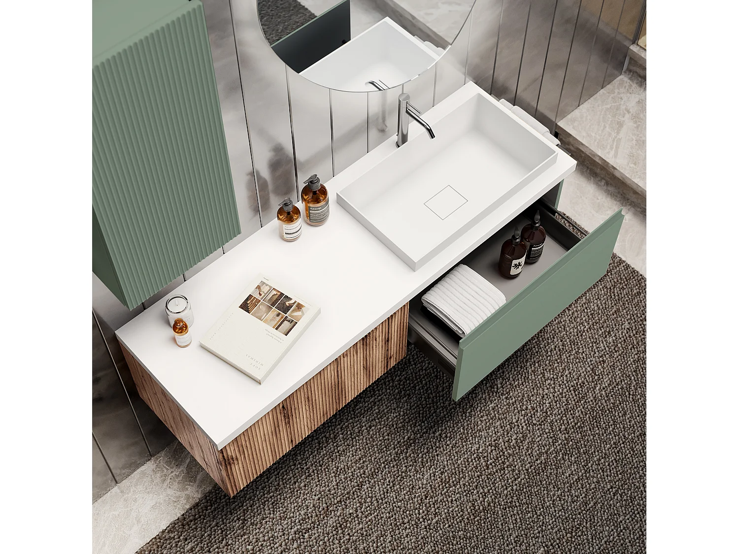 Komposition 6-teilig VENERE eiche/salbeigrün