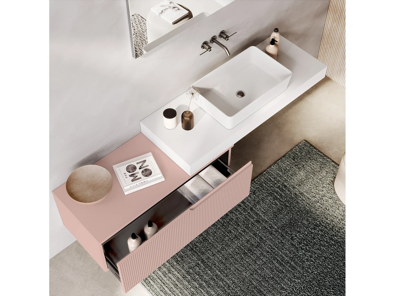 Composition 4 pieces VENERE blanc/rose poudrè