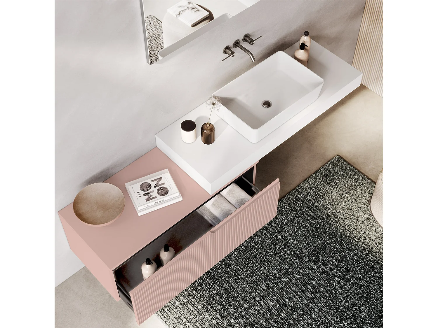 Composição 4 peças VENERE branco/rosa pó