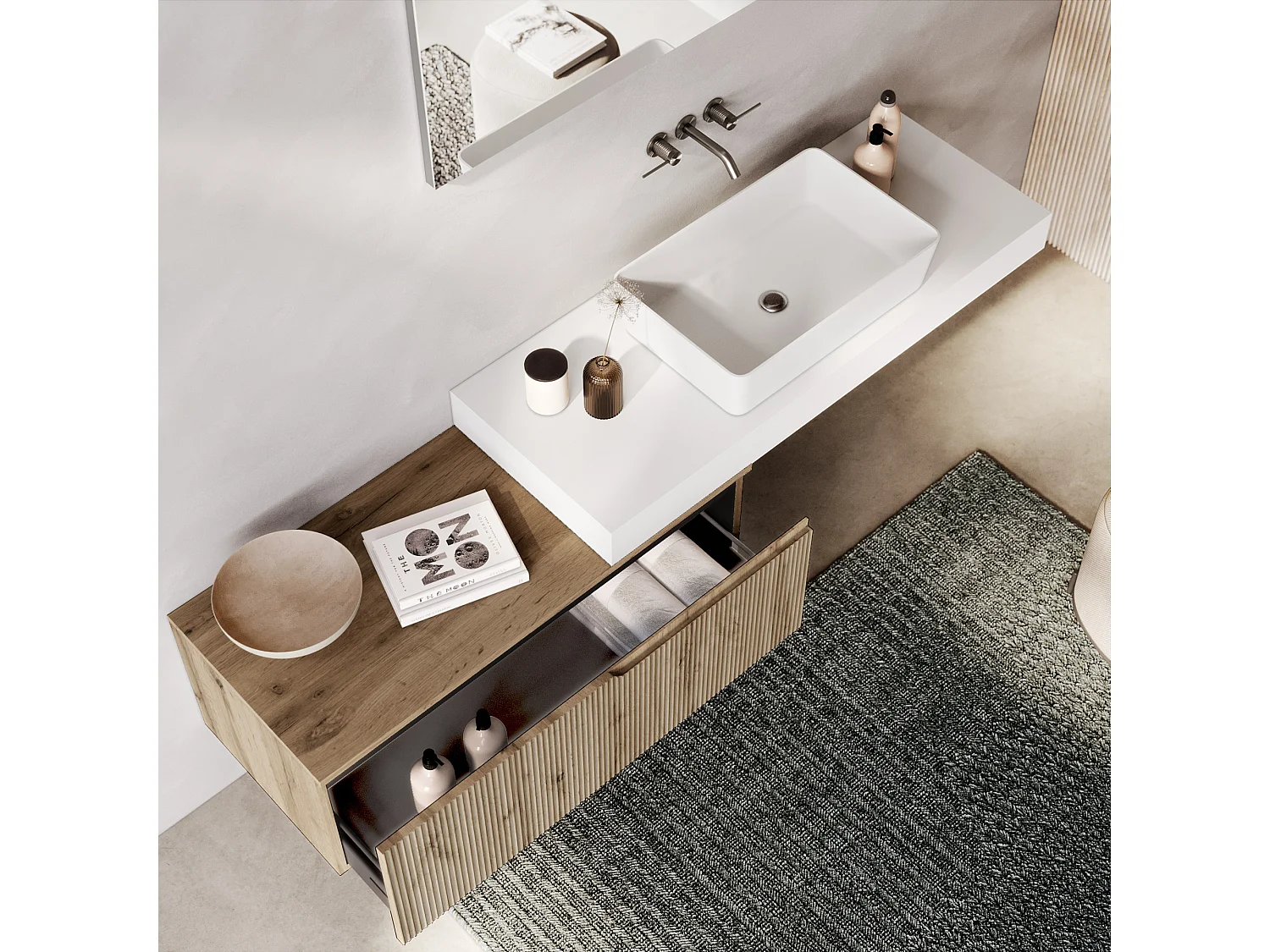 Composition 4 pieces VENERE blanc/chène